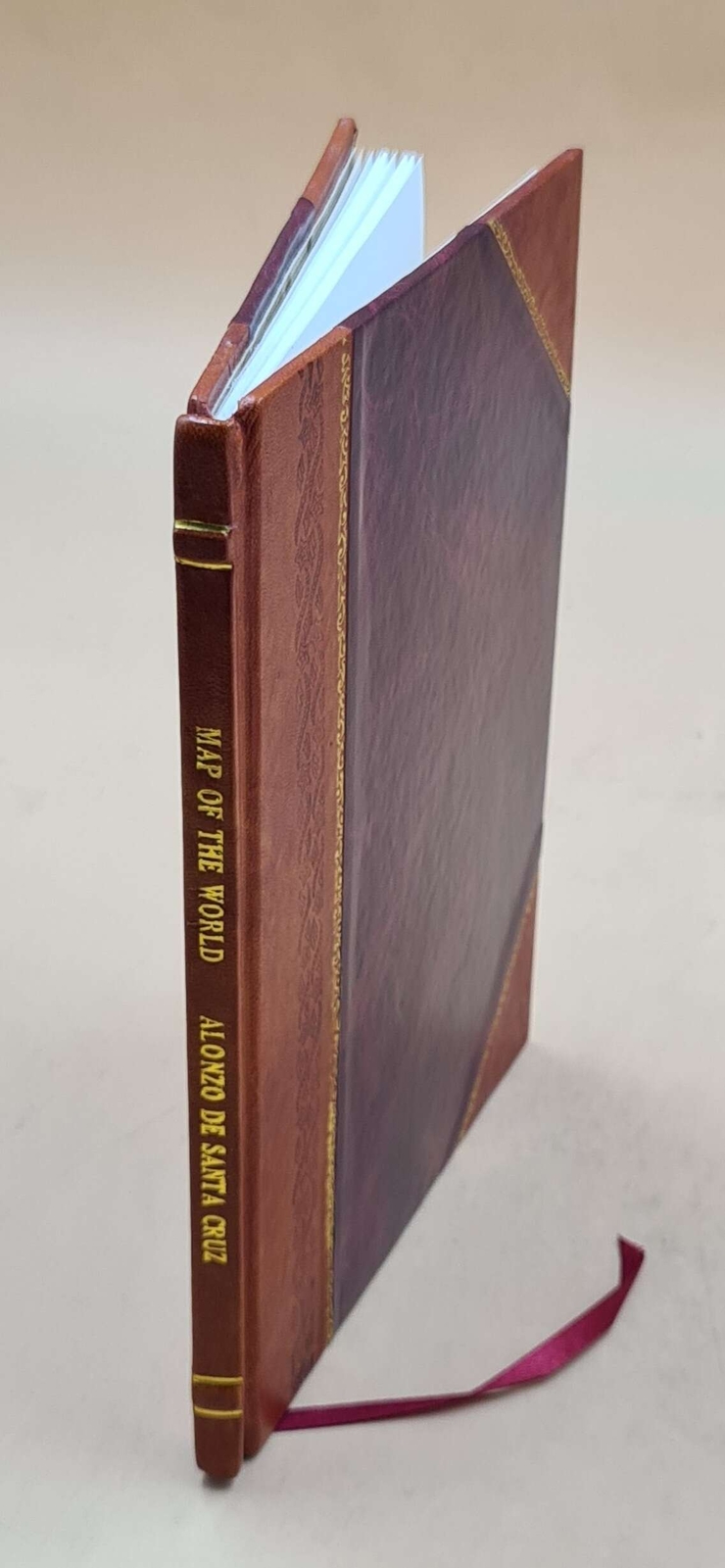 17th Century Spanish Cosmographer Alonzo De Santa Cruz Leather-Bound World Map