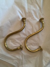 EXCELLENT CONDITION 2 Vintage Brass Handcrafted S Shape Hook Hangers - 6  L