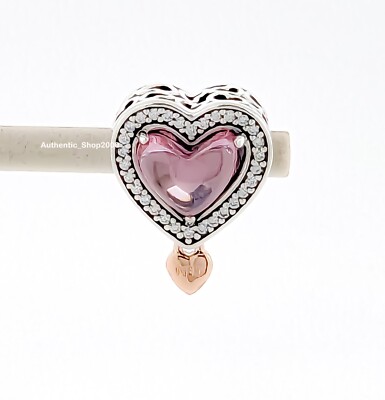 New 100% Auth PANDORA Two Tone Pink Openwork Mom & Heart Charm