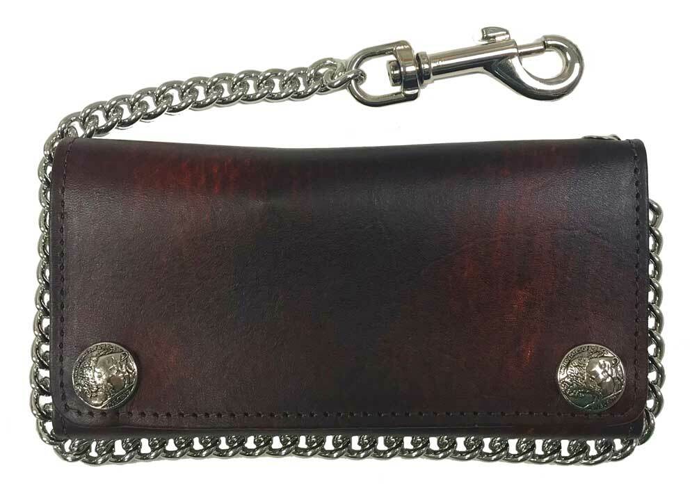 Biker Men's Buffalo Nickel Snap Antique Genuine Leather Biker Men's Buffalo Nickel Snap Antique Genuine Leather