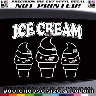 Ice Cream DECAL Concession Food Truck Vinyl Sign Sticker Die Cut Lettering Anime