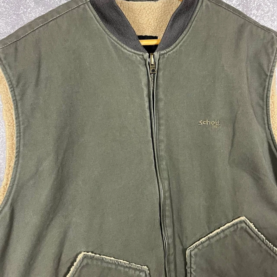 Colete Schott Sherpa Vintage Cáqui Tamanho GG - Imagem 4 de 4