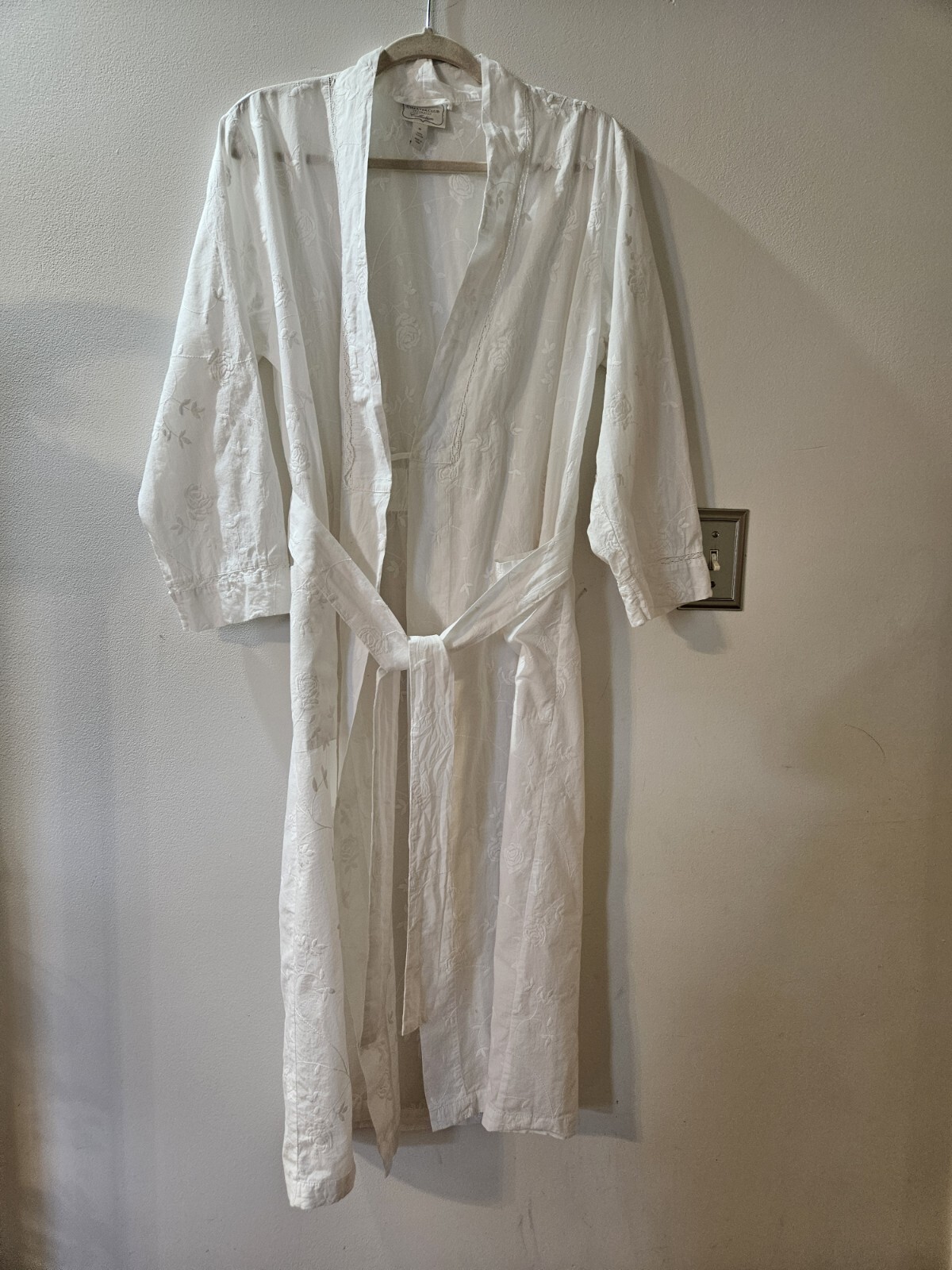CharterClub Intimates Robe Kimono Medium Womens White Floral Cottagecore