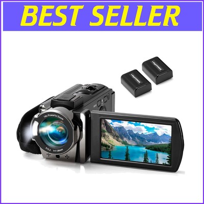 High-Performance Compact Camera with Pause Function & Recording Charge - Black