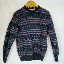 Woodward Shetland Wool Vintage Multicolored Geometrical Sweater Mens L USA Made