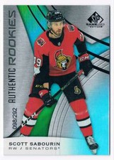 2019-20 SP GAME USED AUTHENTIC ROOKIES SCOTT SABOURIN 098/292 OTTAWA SENATORS