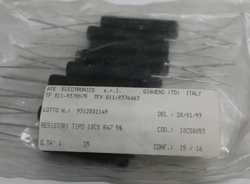 ATE resistor  0,47 OHM 10 WATT CONF. 25 PEZZI   1080017