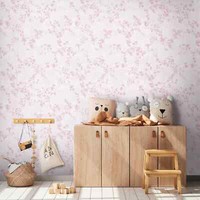 Vliestapete Kinder BlüTenzweige Floral Blumen BläTter Rosa 77079-1 (4,31€/1Qm)