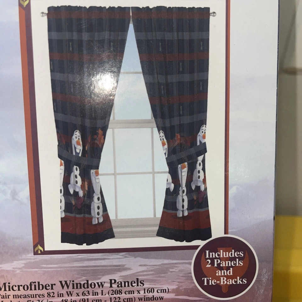 Disney Frozen II Olaf en Cortina de Ventana a Cuadros Juego de Cortinas de 2 Paneles, 82" x 63" Foto 3 de 3