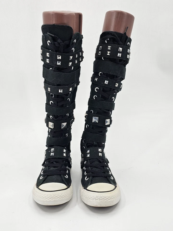 Converse Chuck Taylor Star Black Studded Knee High XXHi Lace Up Boots RARE SZ 7 - Image 2 of 4