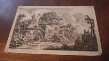 1772. view of a farm (eau forte engraving). Louis Lesueur.z