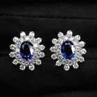 Sterling Silver Handmade Floral Earrings Gorgeous Vivid Blue Sapphire 2.11Ct 925