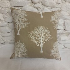Cushion Cover, Light Brown, White, Trees, Beige, Cotton, 19".