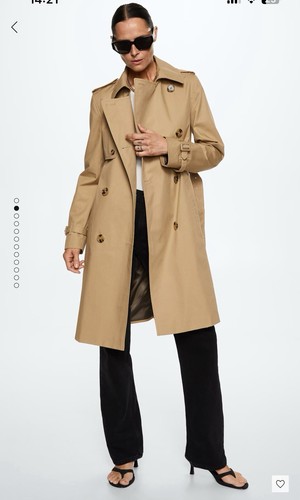 MANGO MNG Cotton Classic Beige Trench Coat Women’s Size XS BNWT - Picture 6 of 6