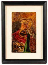 HARRY WHO? BOURAS Chicago Imagist SIGNED ORIGINAL OIL PAINTING Layered COLLAGE