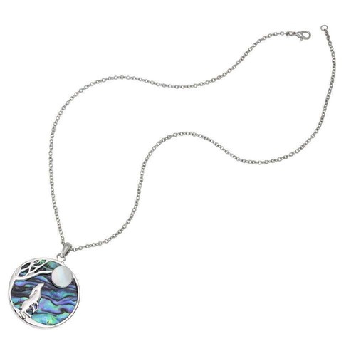 Moon Gazing Hare Necklace Pendant Abalone Shell Mother of Pearl Chain Boxed - Picture 22 of 22