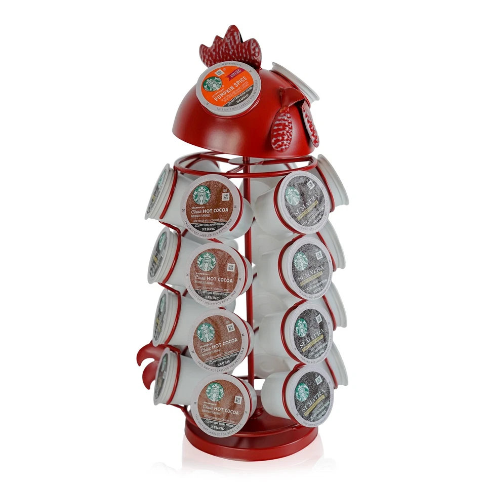 Hecho Fácil Kit Carrusel Soporte para Cápsulas de Café, Compatible con K-Cups (Gallo Rojo) Foto 2 de 4