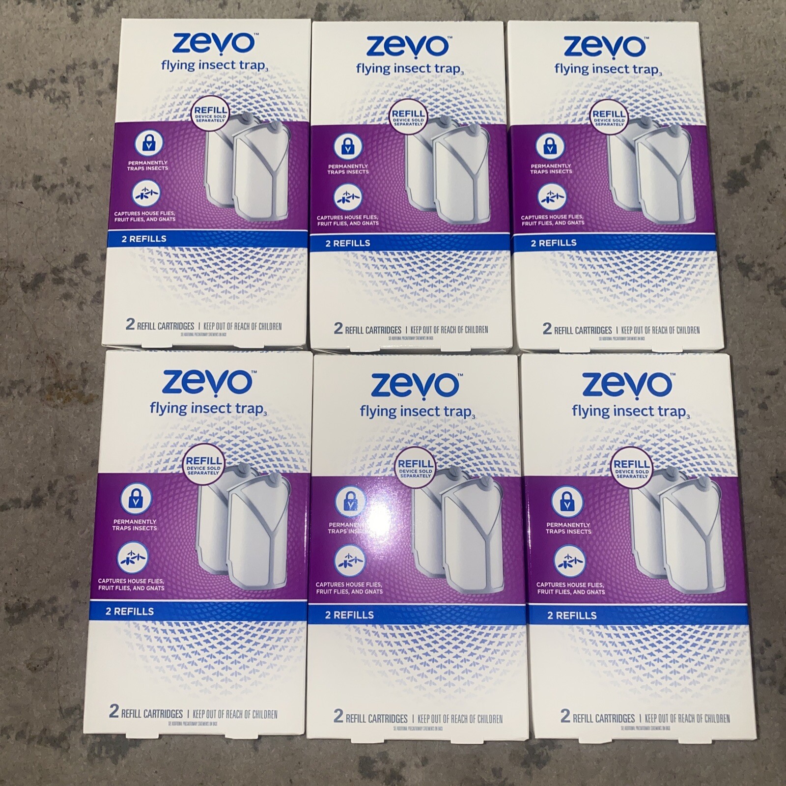 (6) 2 pack Zevo Flying Insect Trap Refill Cartridges 12 Total Free
