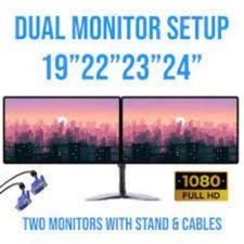 Dual Major Brand Monitor 19" 22" 23" 24" FHD LCD Widescreen Monitor w/ cables