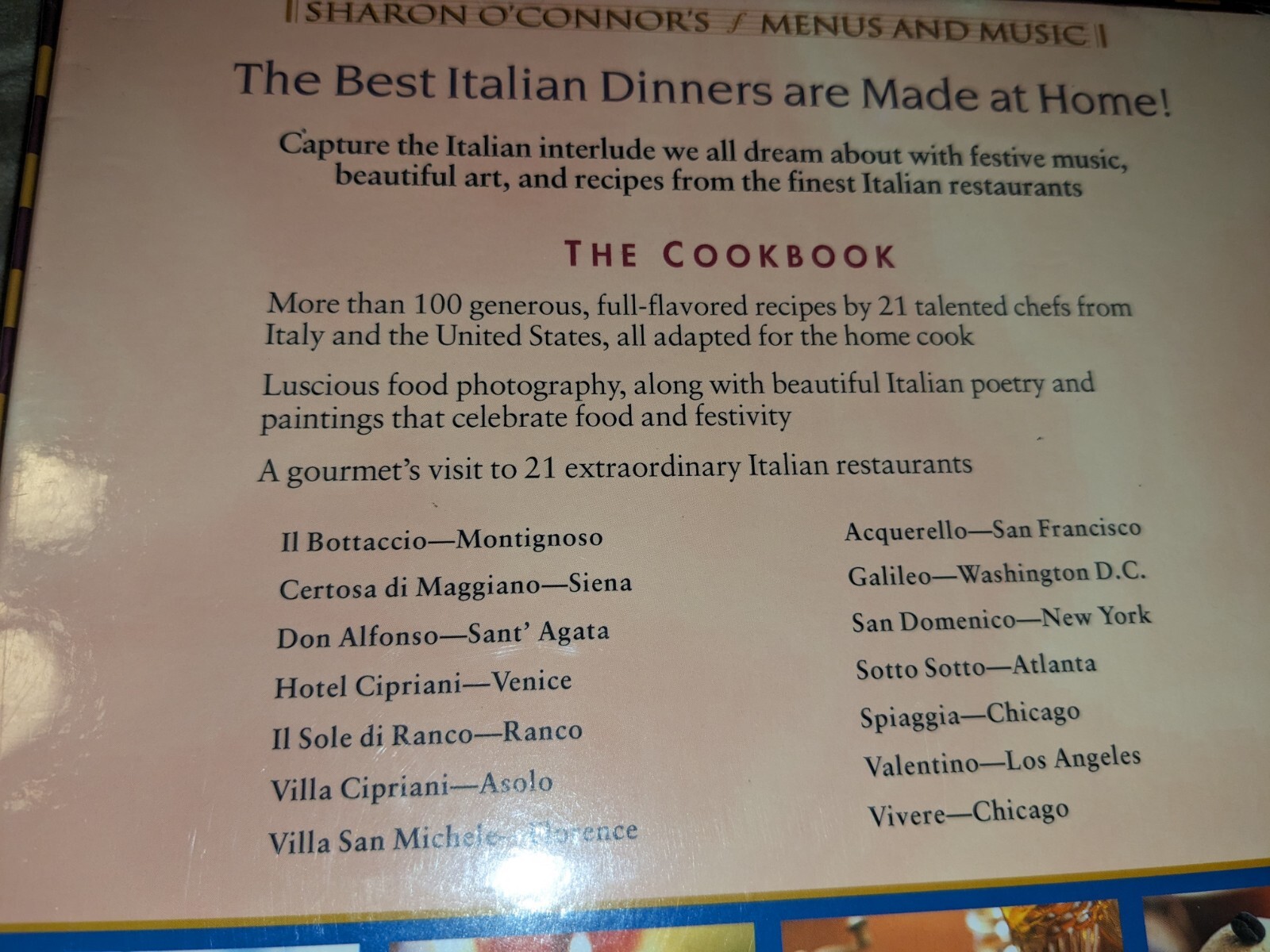 Sharon O'Connor's Menus and Music Ser. Italian Intermezzo Recipes by