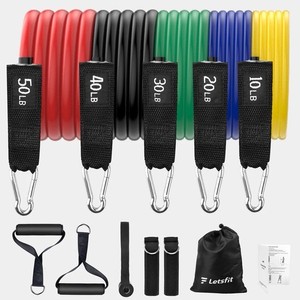 150lbs Ensemble de bande de résistance empilable avec poignées- Parfait pour le travail à domicile gym