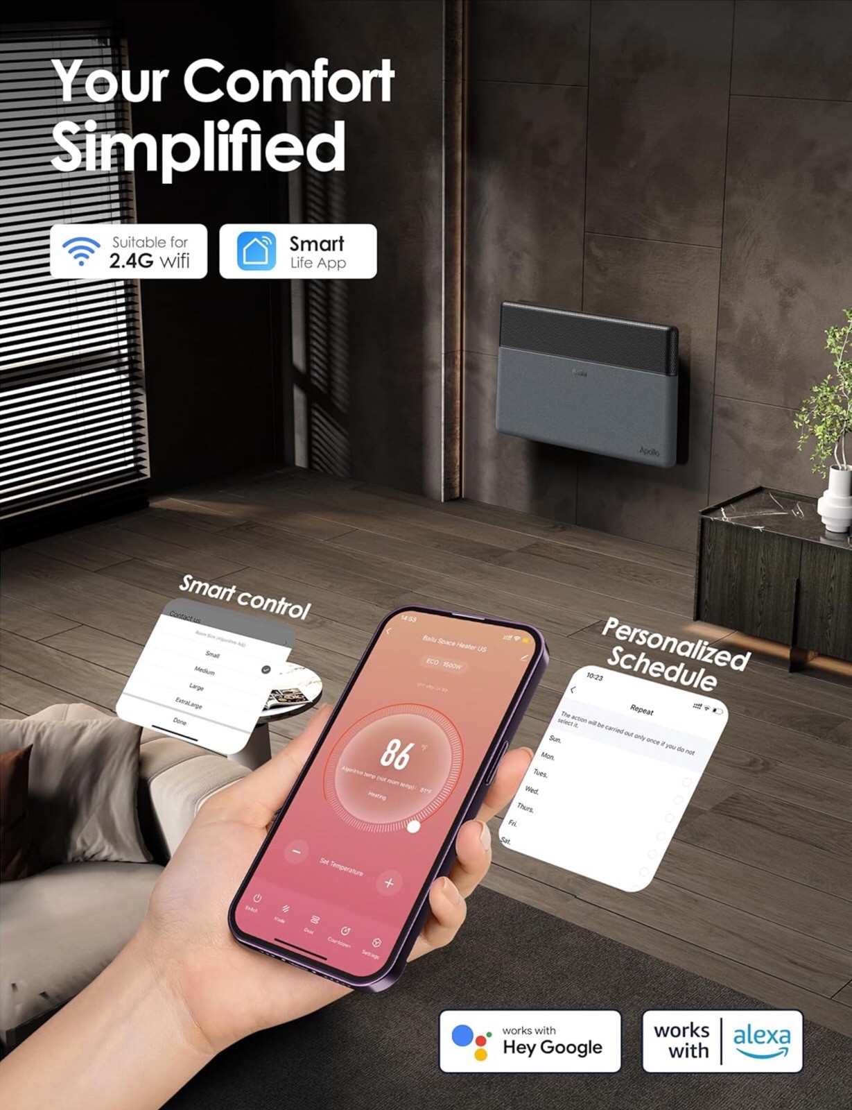 Ballu Convection Panel Space Heater Whole Room Electric Space Heater Indoor Use