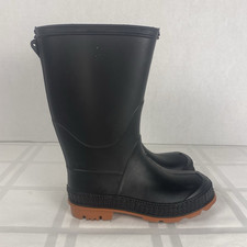 Waterproof Rubber Rain Boots Black Brown Unisex Kids Pull On Mid-Calf Size 9-10