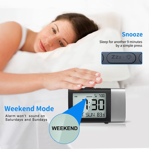 Projection Alarm Clock for Bedroom: Digital LCD Clock with Temperature Date S... - Picture 6 of 8