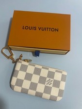 LOUIS VUITTON Key Pouch Key Cles Wallet Damier Azur Key Chain Coin Pouch w/box