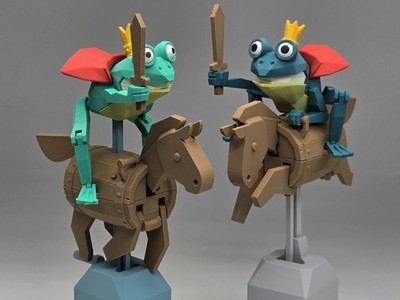 The Frog Prince on the Rocking Horse Automata Diorama   3D Printed Kinetic