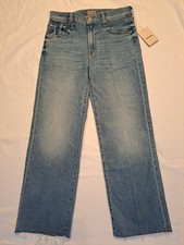 NWT Mother Midrise Rambler Zip Ankle Fray Blue Jeans in Comeback Kid, size 26