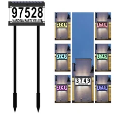 Acrylics Solar Address Numbers for House, Address Sign with Double Stakes, Wa...