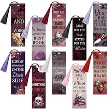 10Pcs Dark Romance Bookmarks with Tassel for Reading Reader Gift, Funny Flower 