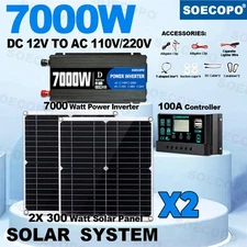 Complete 7000W Off-Grid Solar Kit 7000W Inverter 2pc 300W Solar Panels 110V/220V