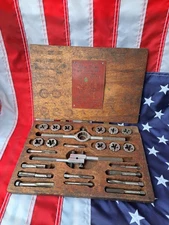 Vintage Blue Point Wood Box Tap & Die 24 Piece Set USA BIN31