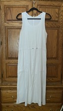 Eileen Fisher Organic Cotton White Scoop Neck Midi Twill Dress White Size Medium