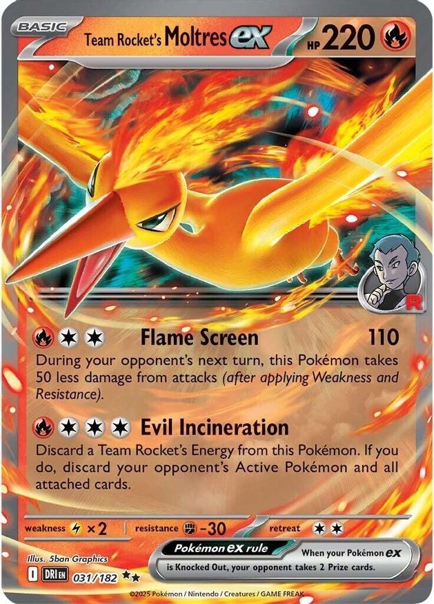 Pokemon Team Rocket's Moltres ex (31/264) Destined Rivals LP HOLO