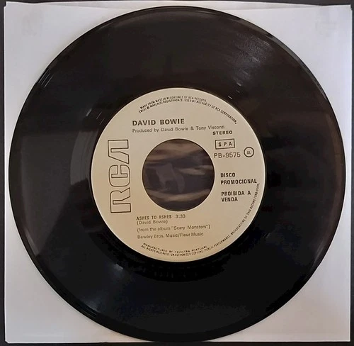 DAVID BOWIE – RARE 1980 PORTUGAL White Label PROMO 45 – Ashes To Ashes / Move On