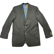Robert Graham Blazer Jacket Mens 40 Black Single Breasted Peak Lapel Classic Fit
