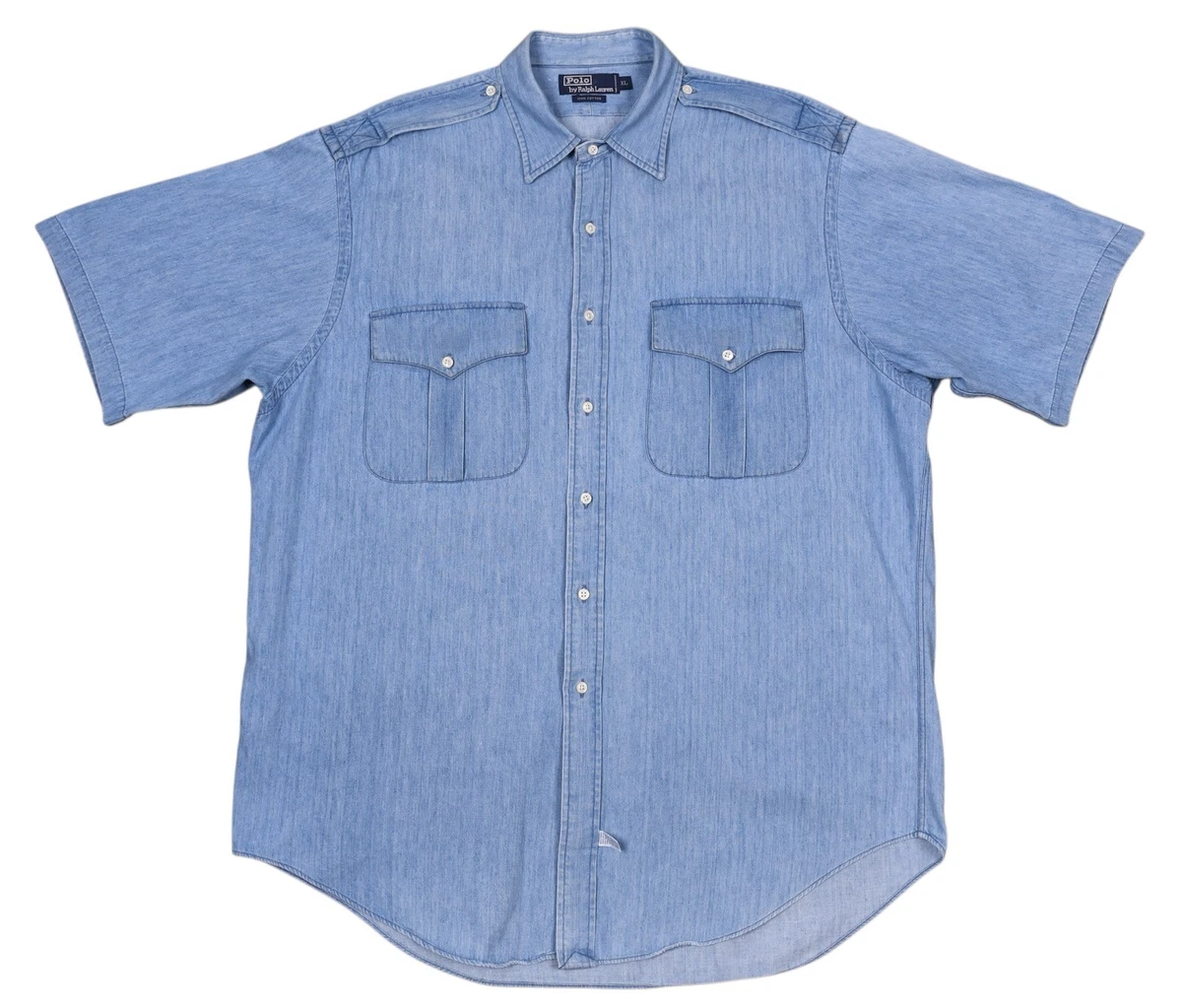 Polo Ralph Lauren Denim Short Sleeve Casual Button-Down Shirts for