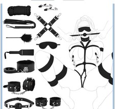 11 Pcs Kit Restraint Set Leather Ankle Hand Cuffs Collar Mouth Gag Couples
