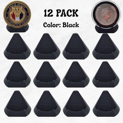 (12) Coin Display Stand Holder Challenge Coins Medals Silver Coin Holder - Black
