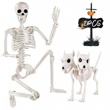 90cm 2Head Dog Skeleton Halloween Outdoor Lawn Decoration