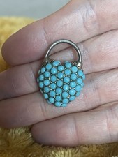 Victorian Turquoise Silver Pave Fob Antique Vintage Jewellery Rare Unusual