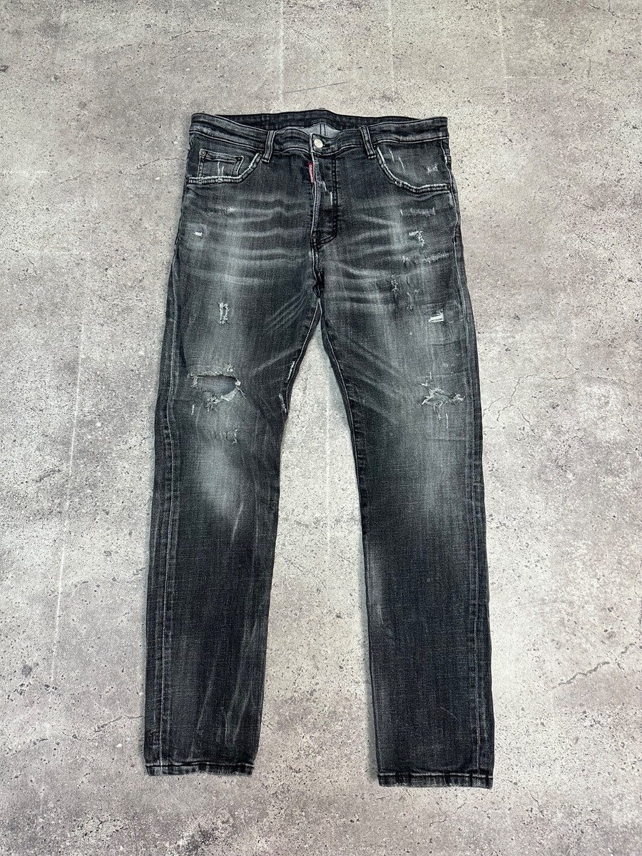 DSQUARED 2 のデニム50 Dsquared2 Men's Distressed Ripped Denim Jeans Gray Size 50 W33