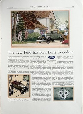 1928 Ad (10  X 14 inches) Ford Model A Triplex Windshield Mechanical Brakes