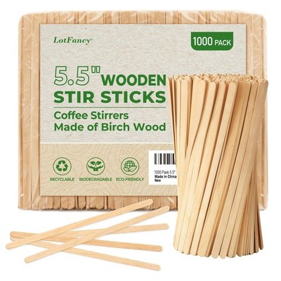 1000Pcs Coffee Stirrers, 5.5 inch Birch Wood Coffee Stir Sticks, Sturdy Woode...