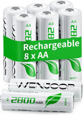 Rechargeable AA Batteries, 2800Mah High-Capacity, Nimh, Double a Battery, Long-L