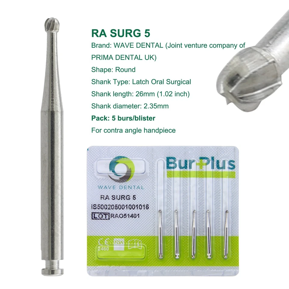 Cierre de fresa de carburo dental ondulado quirúrgico oral 26 mm vástago largo para contraángulo Foto 4 de 4