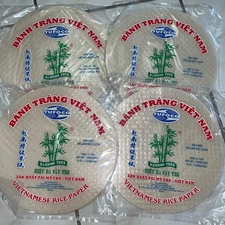 (4) Spring Roll Rice Paper Bamboo Tree Banh Trang Viet Nam Ba Cay Tre 31cm Round